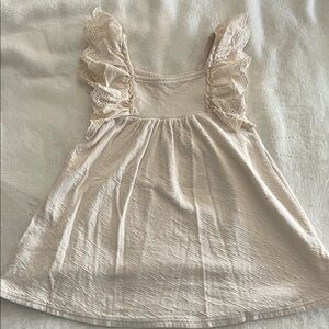 Cream Ruffled Sleeveless Dress